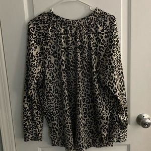 LOFT Animal Print Satin Tunic Top MP